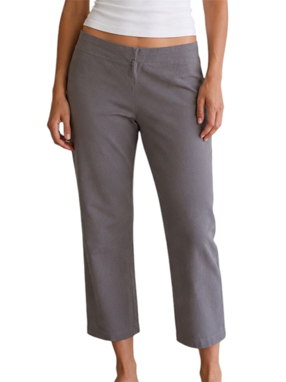 Size L Eileen Fisher Grey Ponte Knit Pull On Pants 